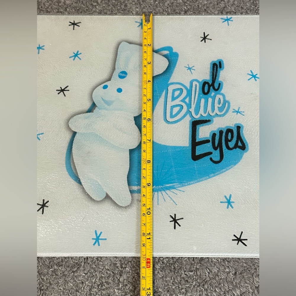 Pillsbury Doughboy Glass Cutting Board Kitchen Blue Eyes 2007 USED POOR *STAINED - Picture 2 of 15